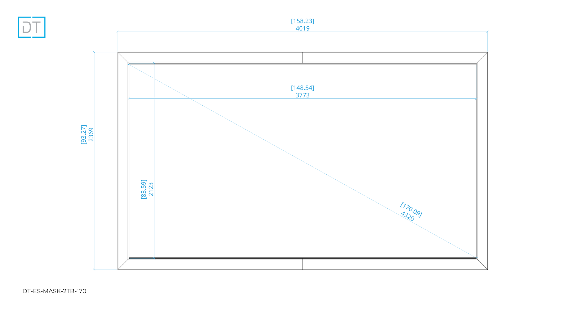 Mask2TB - Top and Bottom Masking Projection Screen - 1.78:1 Aspect